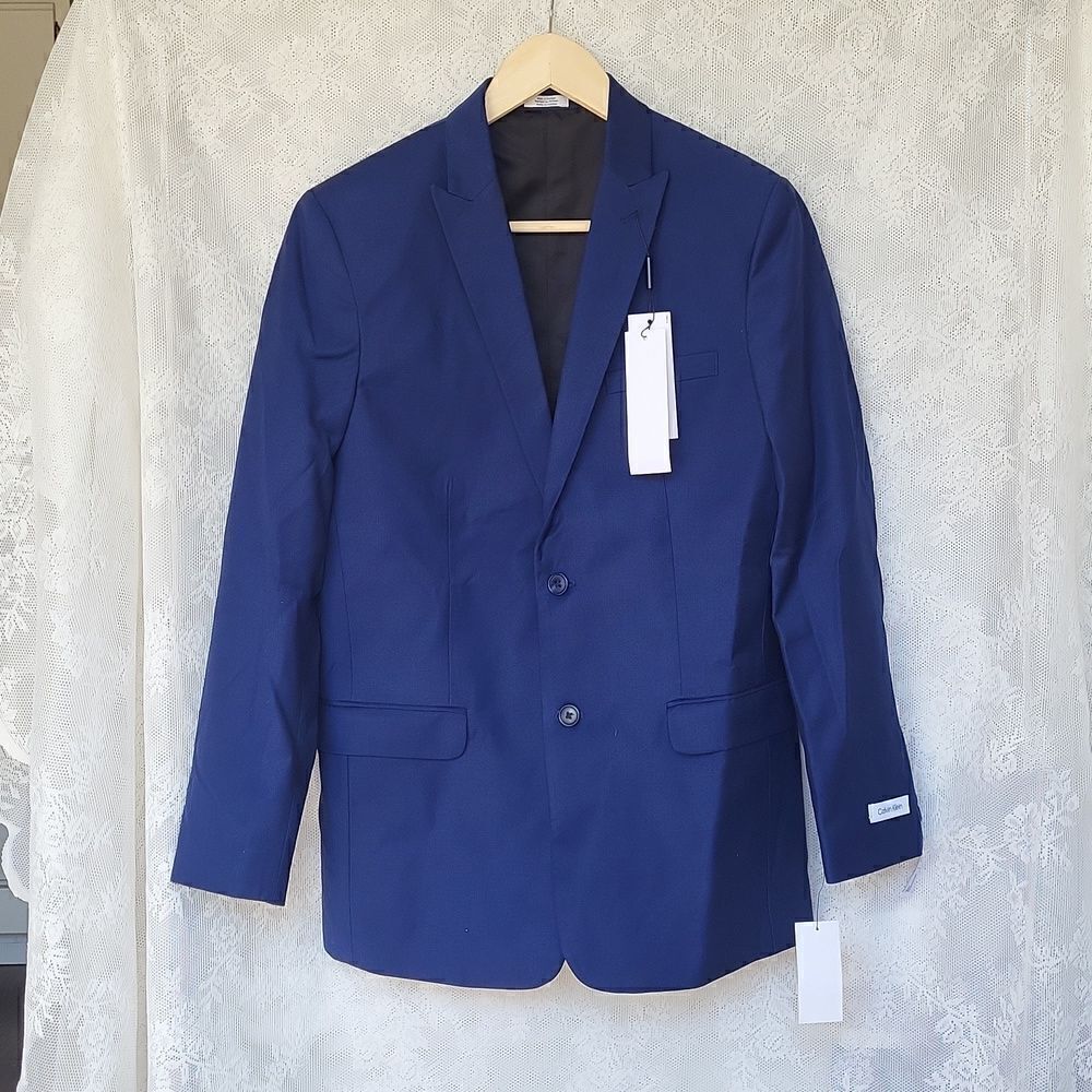 Calvin Klein Blue Slim Fit Suit Blazer Size 18R,NWT - Picture 4 of 7